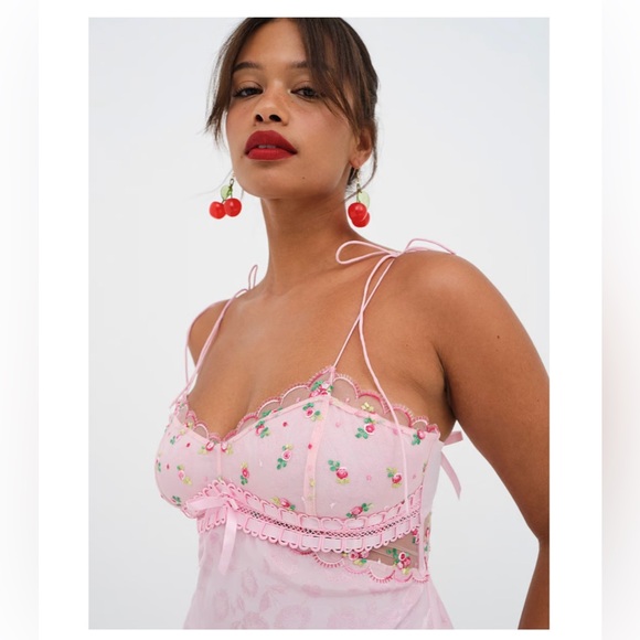 For Love And Lemons Pink Floral Chemise - Picture 3 of 7